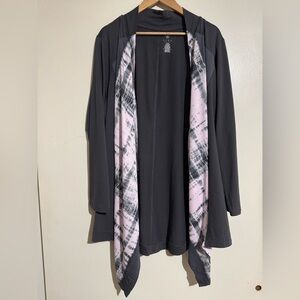 Livi Active Lane Bryant Charcoal Cardigan purple tie dye panel 22/24